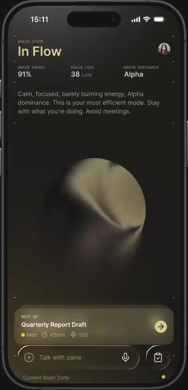 Zone app interface